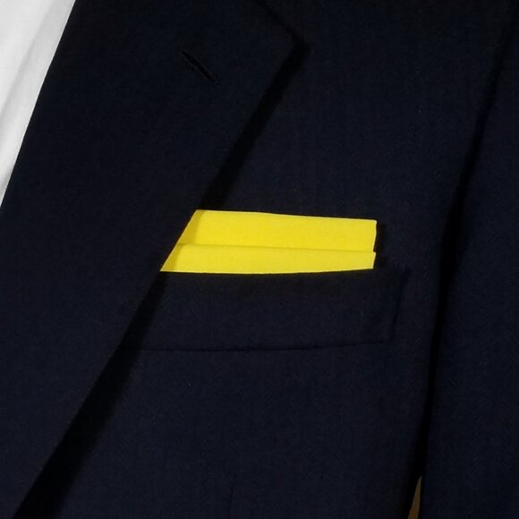 NEW Yellow 100% Cotton Pre-Folded Pocket Square Handkerchief Insert - Picture 2 of 5